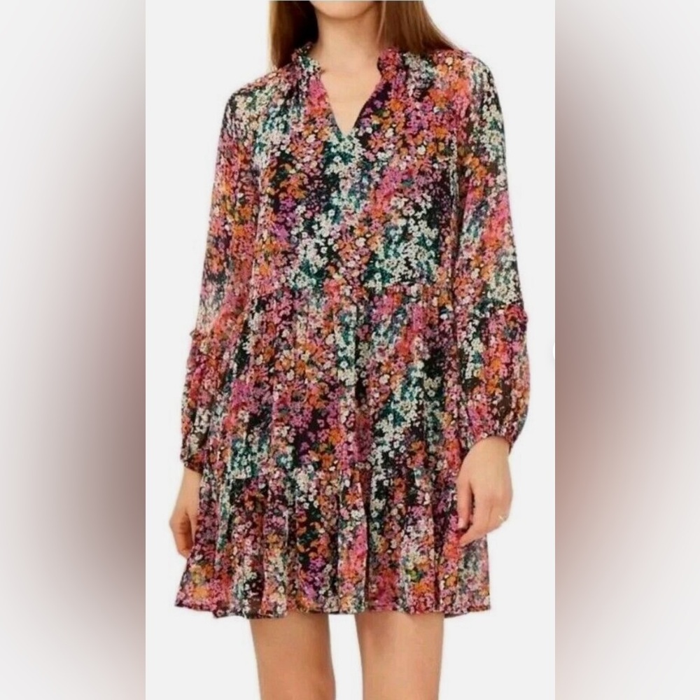 Vince Camuto Women's Lightweight Three Tier Floral Mini Fashion Dress size Small